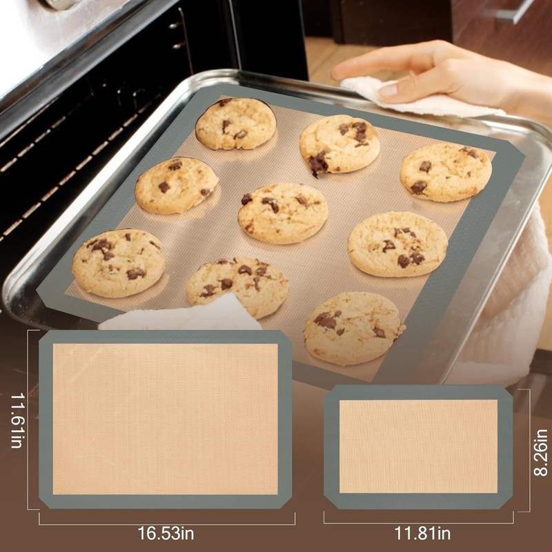 Silicone Baking Mat Set, Nonstick Reusable Liners, 2 Half & 1 Quarter Sheet for gallery