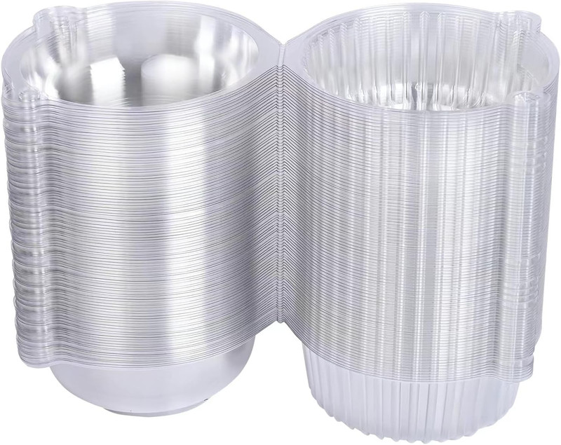 100 Jumbo Muffin Containers，Transparent Cupcake Containers Individual, Clear Muf