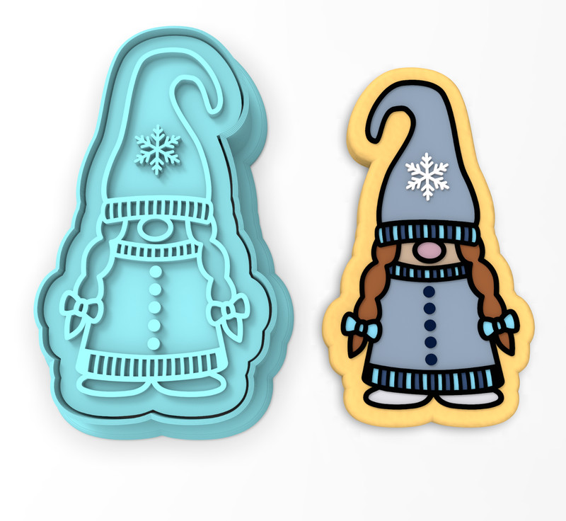 Winter Gnome Cookie Cutter & Stamp #1 | Fairy Elf Dwarf Pixie Elves