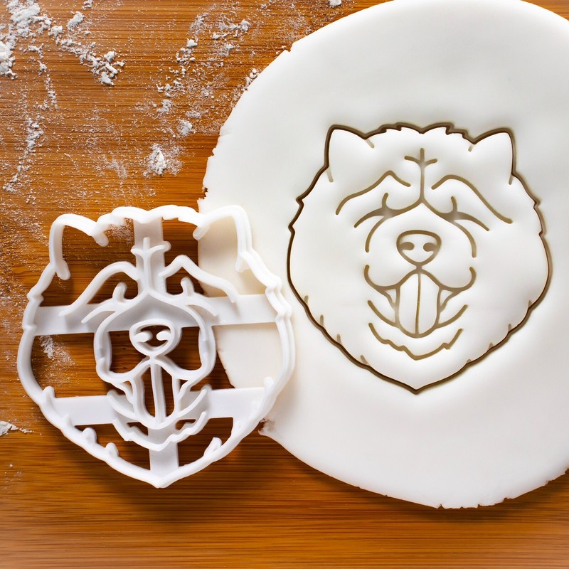 Chow Chow Face Cookie Cutter – dog portrait treats adoption rescue birthday woof