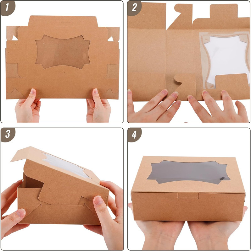 24Pcs 8X6X2.5 ​Inches Cookie Boxes, Bakery Boxes with 3 Style Window, Treat Boxe gallery