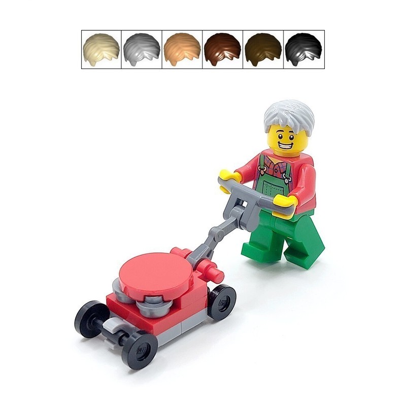 Genuine LEGO Gardener Cake Topper Decoration Man Mowing Grass Lawn Mower & Male