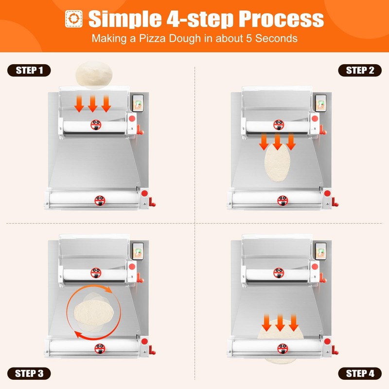Commercial Automatic Pizza Dough Sheeter Press Cone Forming 3-15 Inch Adjustable gallery