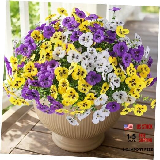 Bundles Artificial Flowers for Outdoors, Fake Spring 24 Purple, Yellow, White