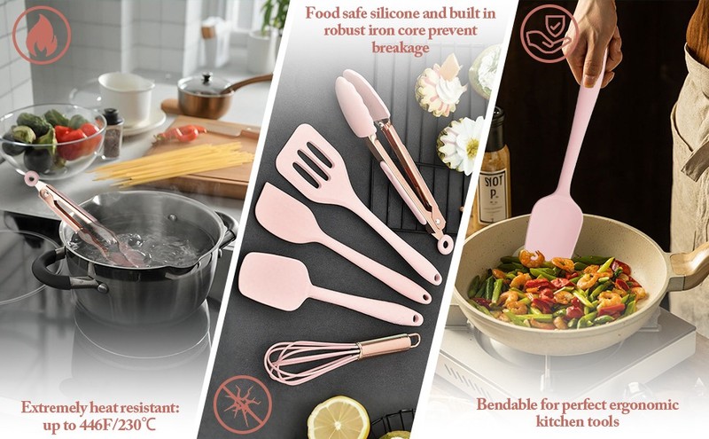 Kitchen Utensil Set,5 Pcs Mini Silicone Cooking Utensils Sets,Heat gallery