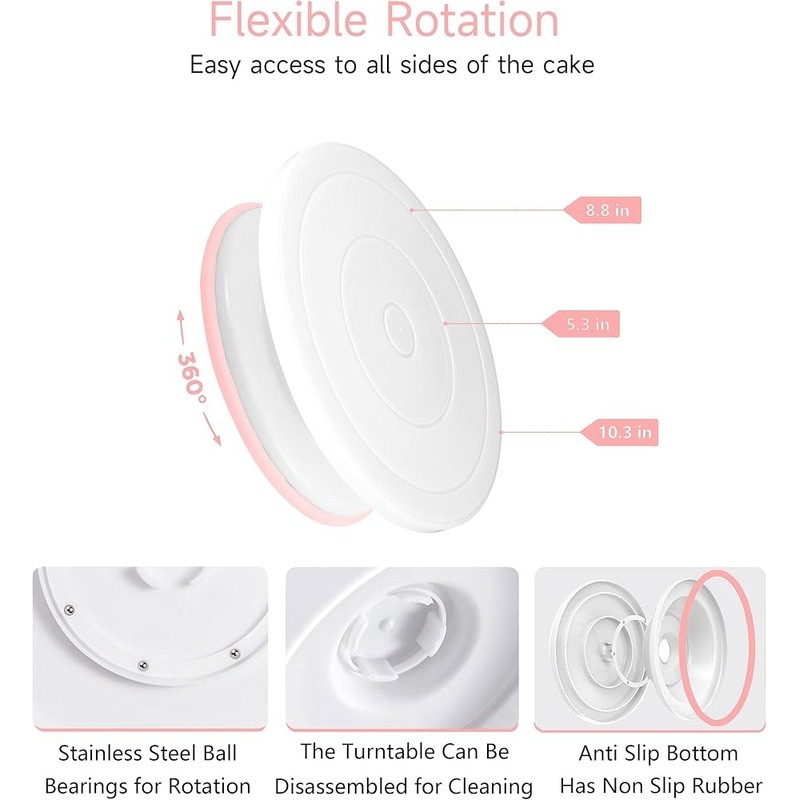 Cake Decorating Kit W/ Revolving Turntable Piping Tips Cake Molds Tools eBook US gallery