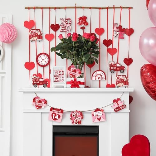 Valentine's Day Decoration for The Home 24 Pieces, Red Wooden Large Red Heart gallery