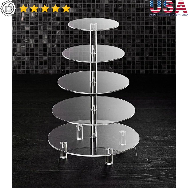 Acrylic 5 Tier Cake Stand Round Holder Sturdy Display Weddings Parties Events US