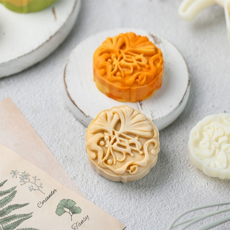 Ginkgoes Shape Mooncakes Molds 75g Capacity Stamps for Autumn Festival Baking gallery