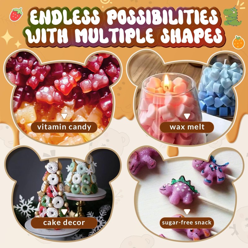 Gummy Bear Molds Silicone Mini Size, Nonstick Chocolate Candy Gummy Mould for... gallery