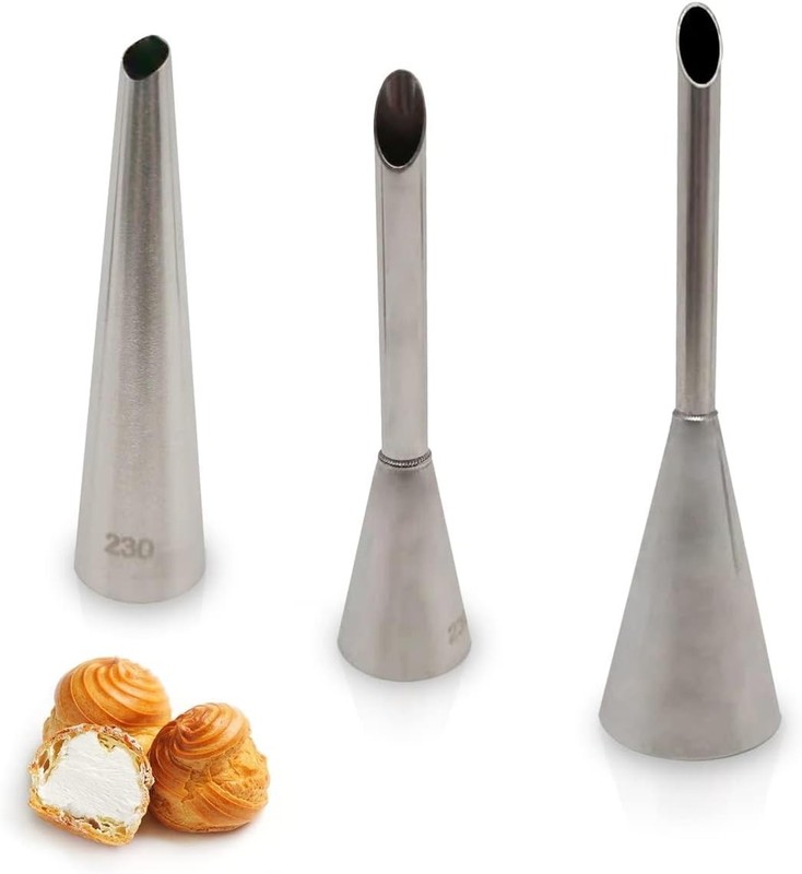 3 Pcs Filling Piping Tip Set – Easy-to-Use & Clean Stainless Steel Pastry