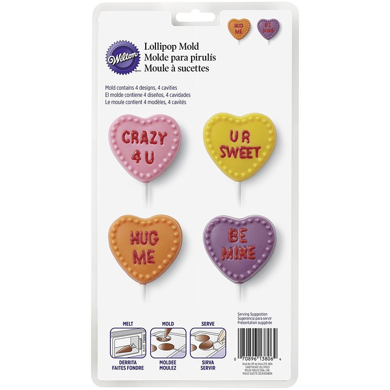 Wilton Conversation Chocolate Candy Heart Lollipop Mold Party Supply Favors