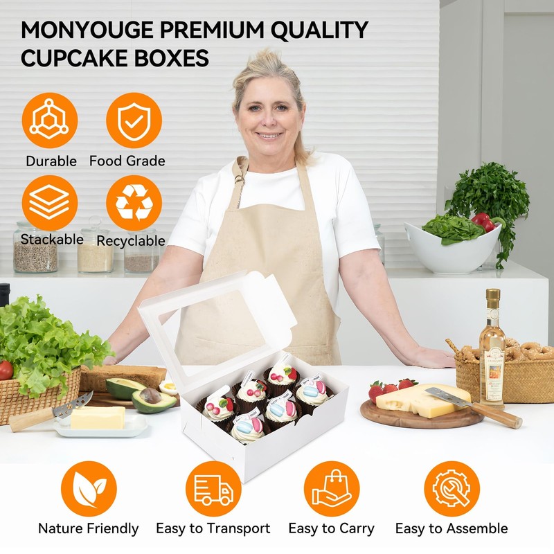MonYouGe 50Set Cupcake Boxes Bulk with Clear Display Window Hold 6 Standard C... gallery
