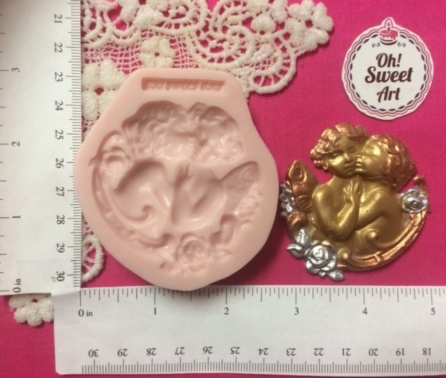 Twin angels vintage scroll silicone mold fondant cake decorating wax soap jewel gallery