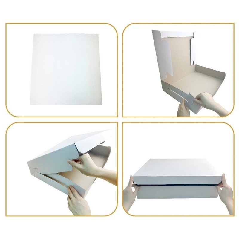 3 Pack 19x14x4 Inches White Folding Cake Box Pastry Bakery Storage Container gallery