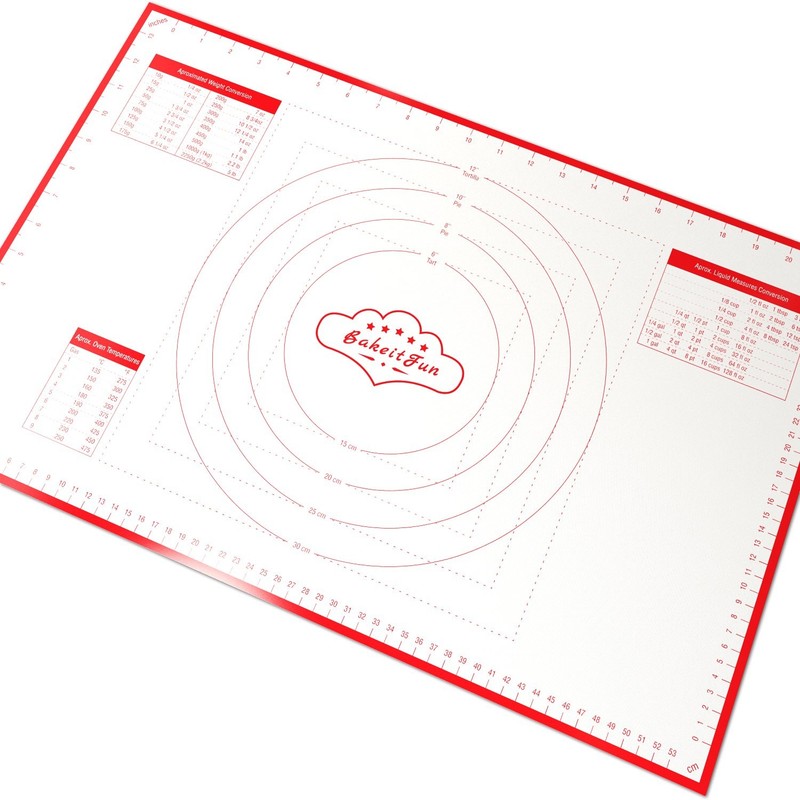 BakeitFun Silicone Pastry Mat Standard 15 x 10 in Nonstick Standard, Red1