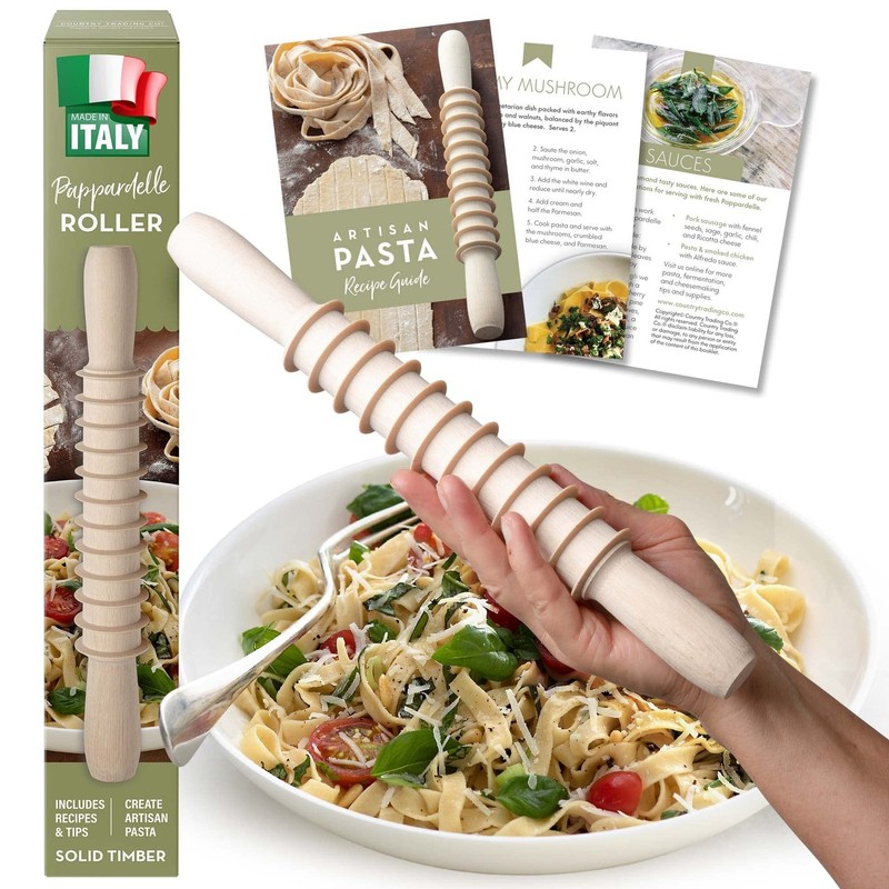 Traditional Wooden Pasta Making Tools Made in Italy with Recipes | Italian Ki...