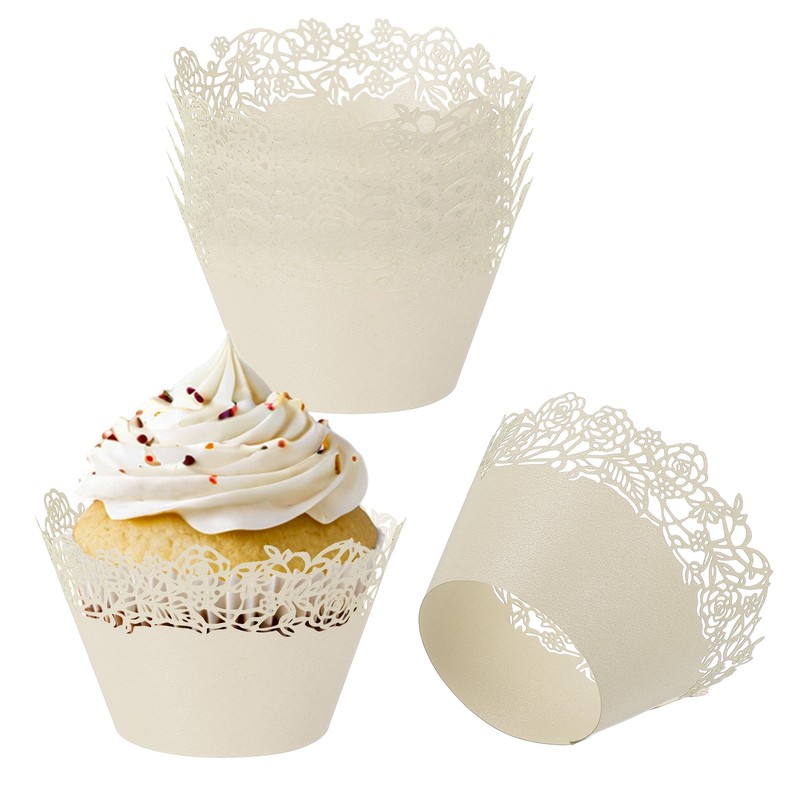 Cupcake Liners, 50 Pieces Baking Paper Decor Rose Standard, Beige
