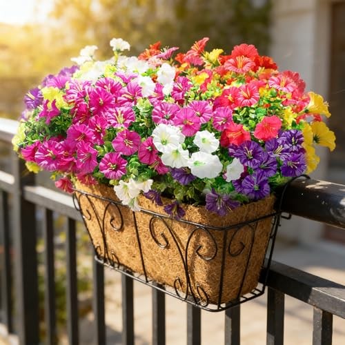 12 Bundles Artificial Flowers for Outdoors Decoration, Faux 6 Mixed Colors gallery