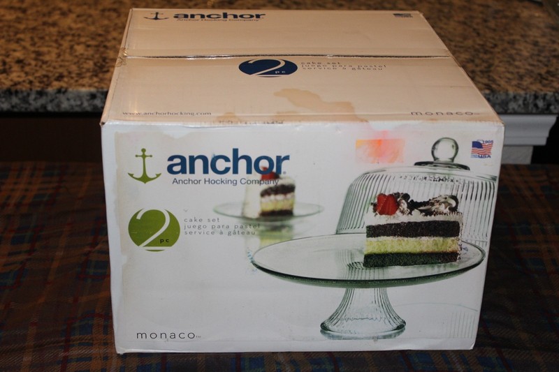 Cake Stand Anchor Hocking W/Dome Pedestel Monaco Doubles as Punch Bowl 2 in 1 gallery