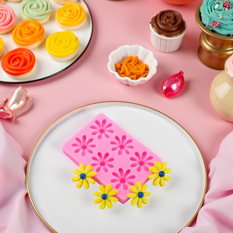 Daisy and Chrysanthemum Silicone Molds - Multi-Purpose Flower Shapes for Cake De gallery