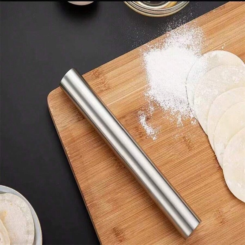1pc Stainless Steel Rolling Pin Dough Roller Baking Kitchen Tool gallery