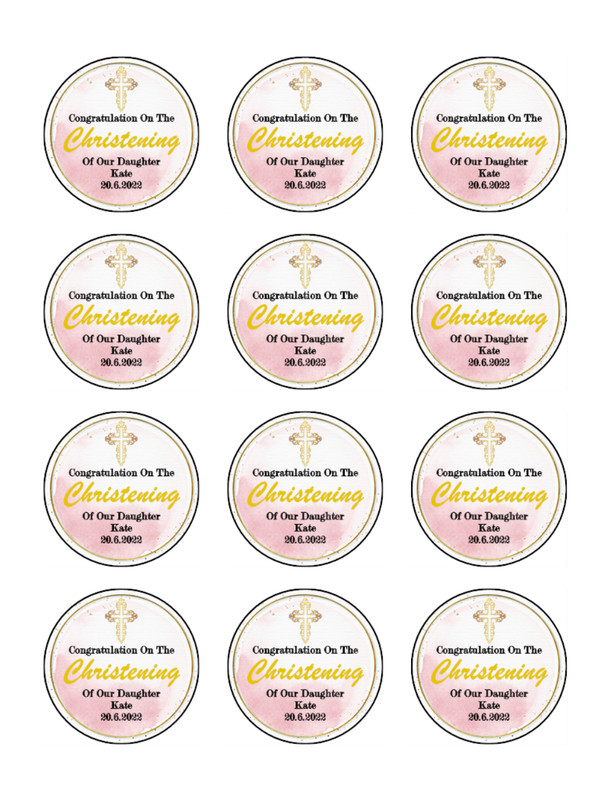 Christening Edible Icing Cake & Cupcake Toppers – Religious Baptism Decorations