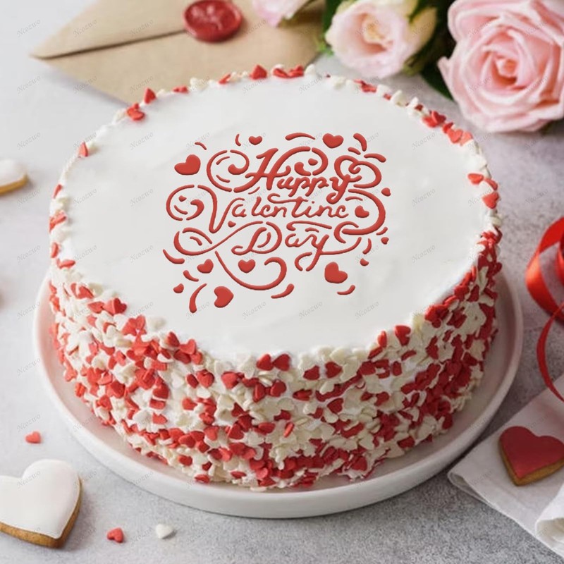 12 PCS Valentines Day Cake Stencils Kit Reusable Cookie Coffee Drawing Craft gallery