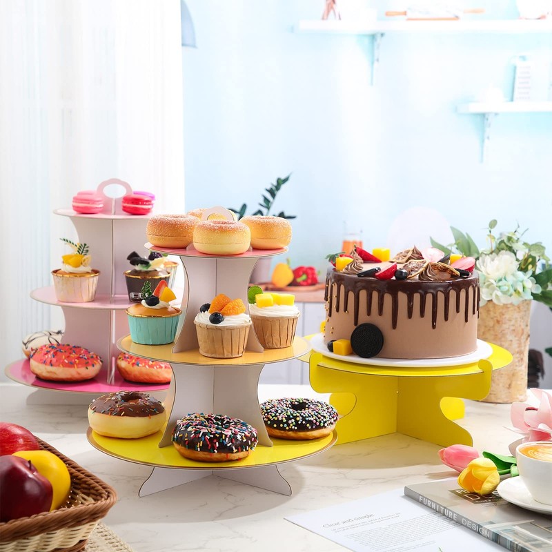 6 Pieces Colorful Cupcake Stand Set 3 Tier Cardboard Dessert Tower 1Tier Cupc... gallery
