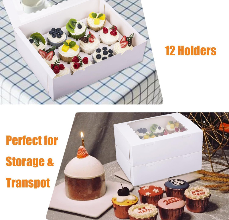 15-Set Cupcake Boxes Hold 12 Standard Cupcakes, Food Grade Cupcake Holders Baker gallery