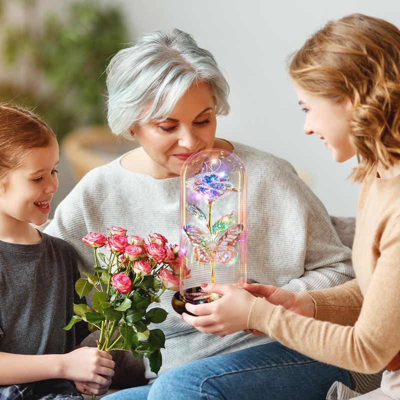 Pusuny Mothers Day Flowers Gifts For Mom Women Birthday Gift Galaxy Glass Rose gallery