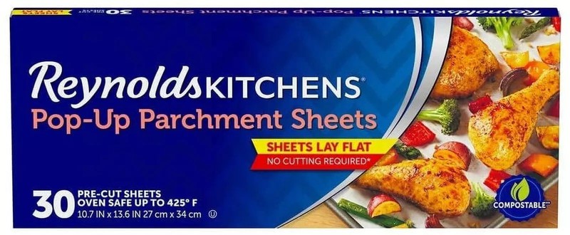 Reynolds Kitchens Pop-Up Parchment Paper Sheets, 10.7×13.6 Inch, 30 Count