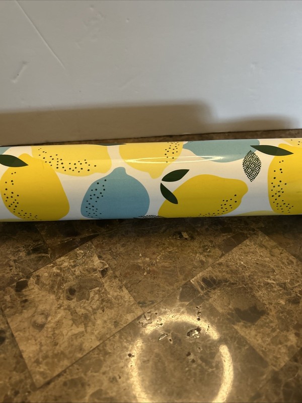 Glass Rolling Pin w/ Handles, Lemon Fruit Pattern, 18in Yellow/lemons gallery