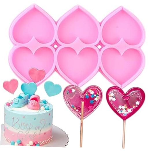1PC Love Heart Lollipop Silicone Molds Cupcake Topper Fondant Mold Baby