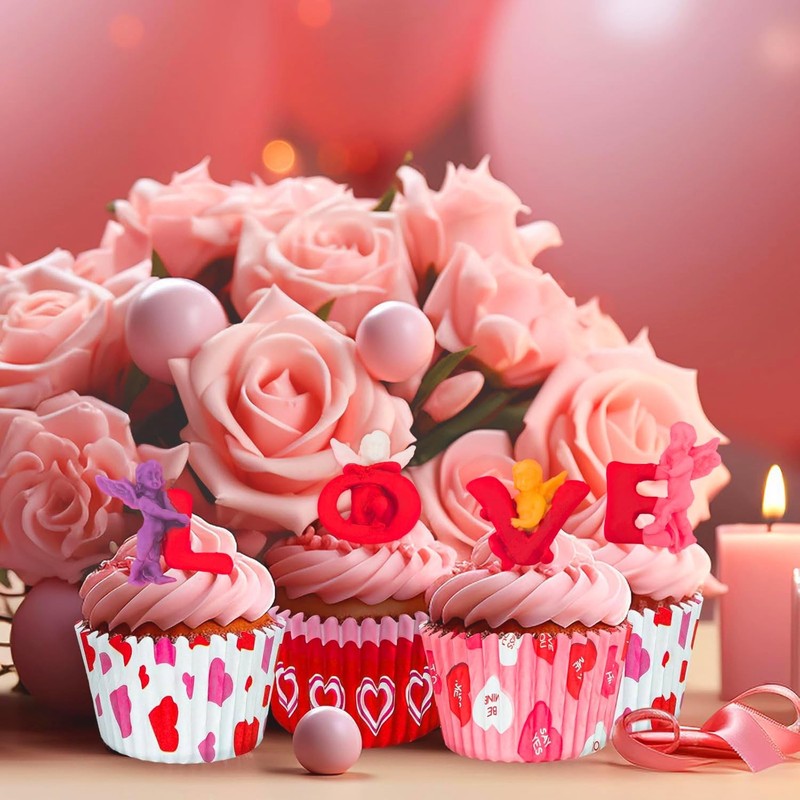 5 PCS Valentine Day Fondant Molds Mini Heart LOVE Angels Rose Bake Decor gallery