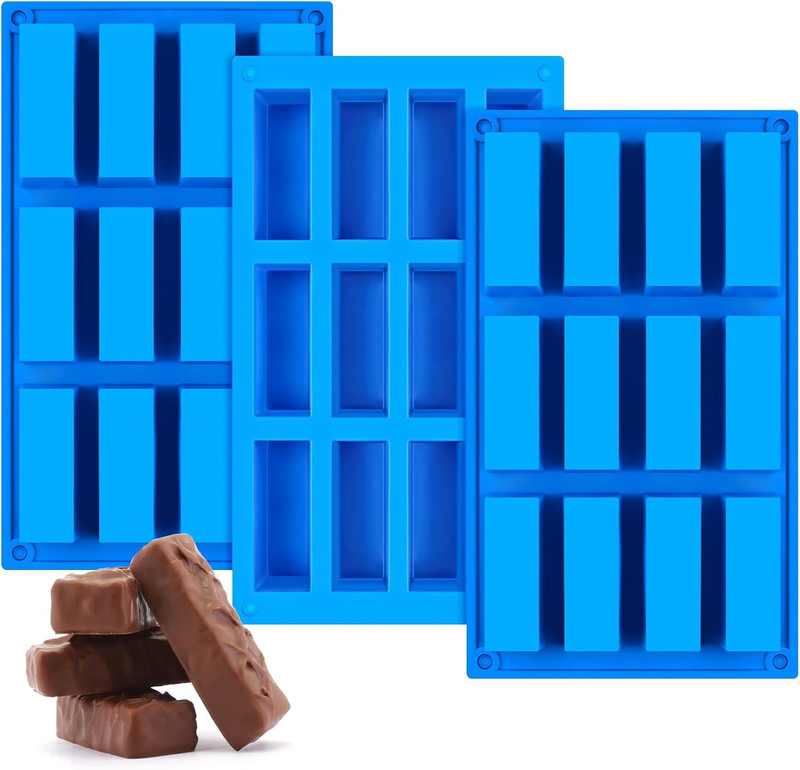 3 PCS Granola Bar Mold, 12 Cavity Rectangle Silicone Bar Mold for Baking Chocola gallery