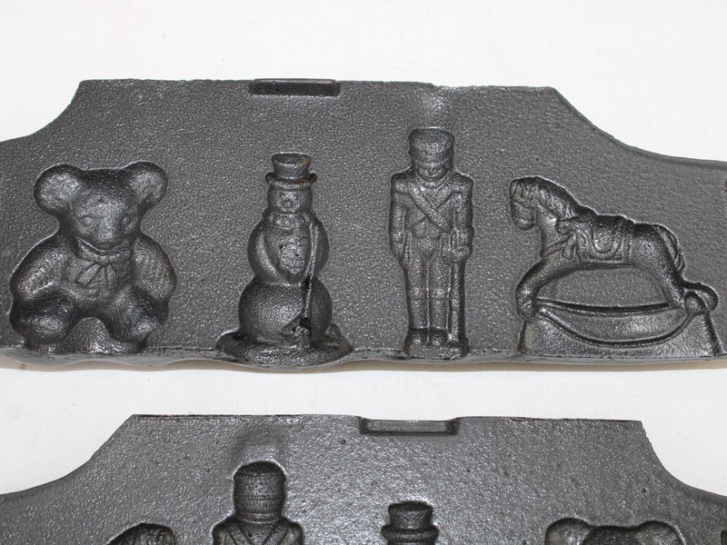 Vintage John Wright Cast Iron Christmas Candy Mold Snowman, Rocking Horse++ gallery