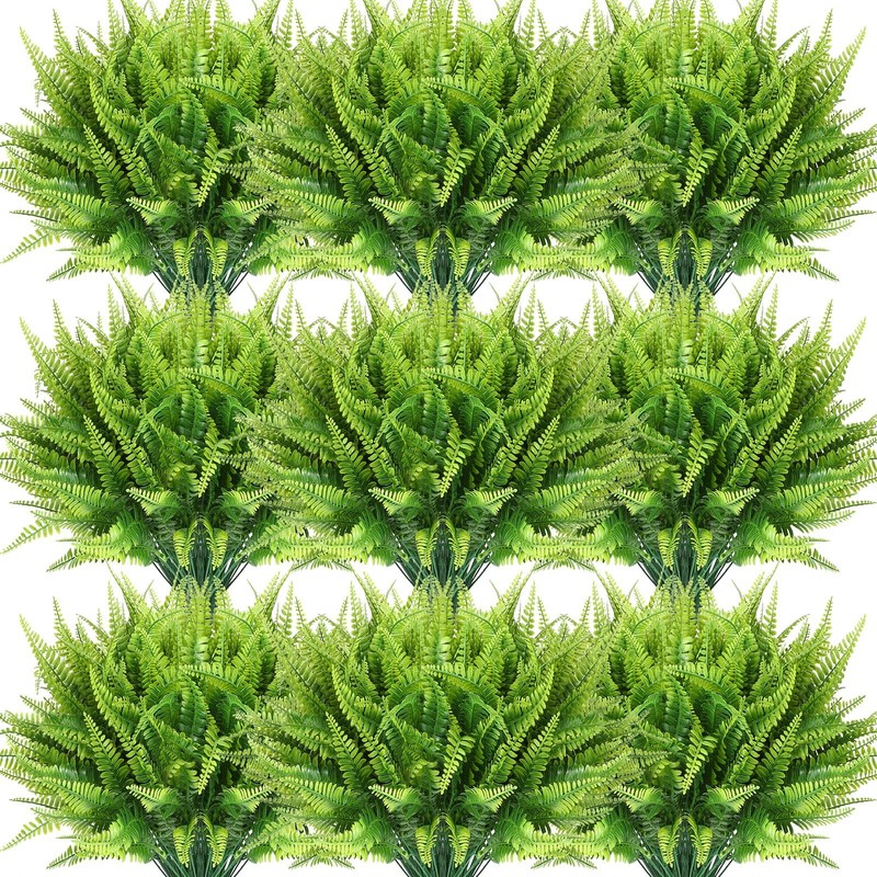 Zeyune 56 Bundles Artificial Plants Outdoors Fake Boston Fern Shrubs Uv