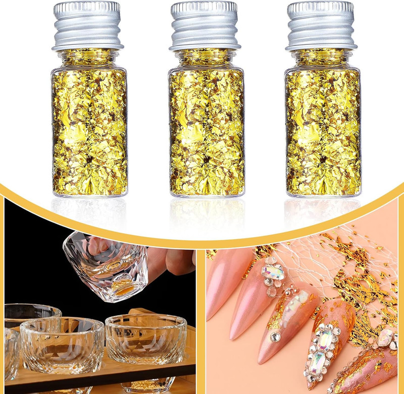6Pcs Decorative Gold Leaf, Multifunction Gold Leaf Cake Decoration Baking Foi... gallery