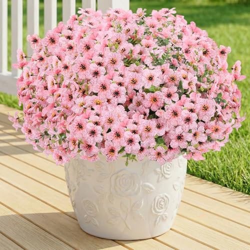 Artificial Flowers Fake Plants for Outdoors Artificial Flowers(13 Pcs) Pink gallery