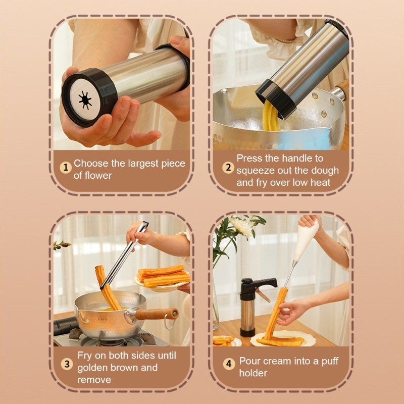 Churro Maker Manual Cookie Press Machine Cake Decorating Squeezing Accessories gallery