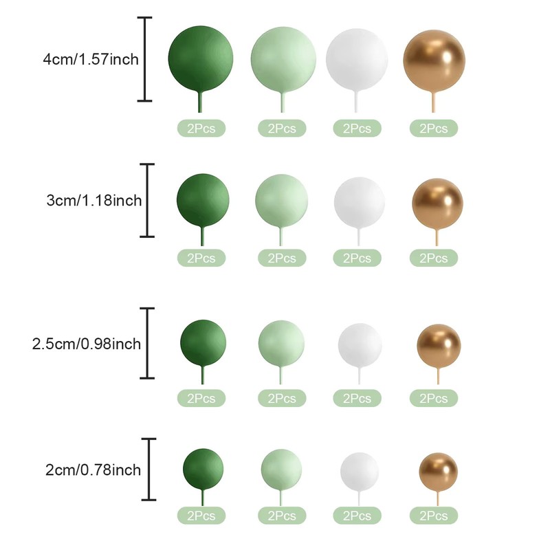 32Pcs Green Ball Cake Topper Mini Balloons Sticks Foam Balls Cake gallery