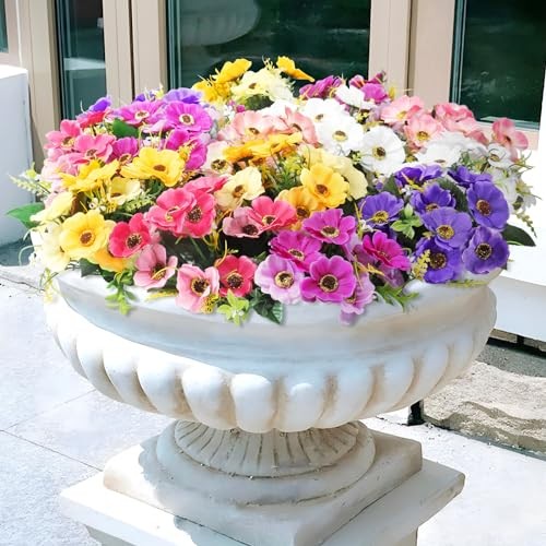 12 Bundles Artificial Flowers for Outdoors Decoration, Fake Daisy Silk Purple gallery