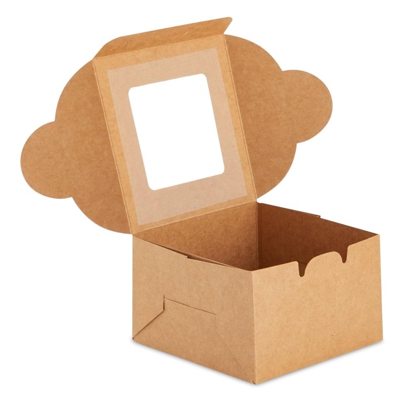 Juvale Cookie Boxes with Window - 50 Pack, 4 x 4 x 2.5 in 50-Pack, Brown gallery