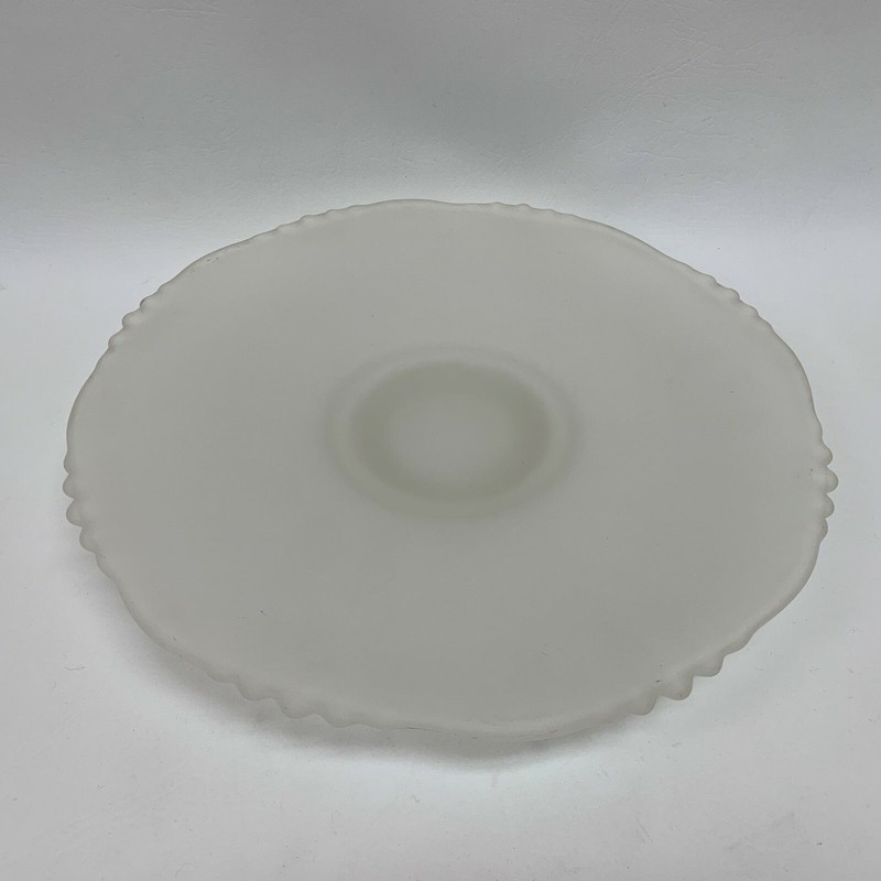Frost Glass Cake Footed Short Pedestal Plate Dish Stand 13 3/8" x almost 2" High gallery