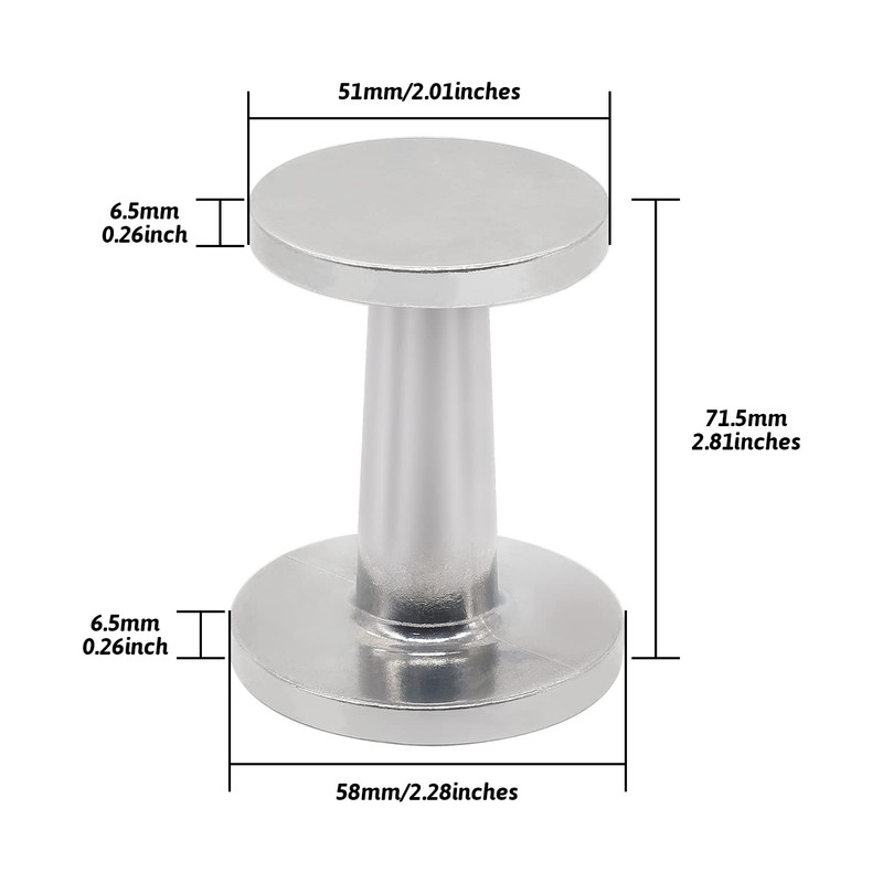 Ezebesta Dual-Sided Espresso Hand Tamper 51mm and 58mm Dual Ended Silver gallery