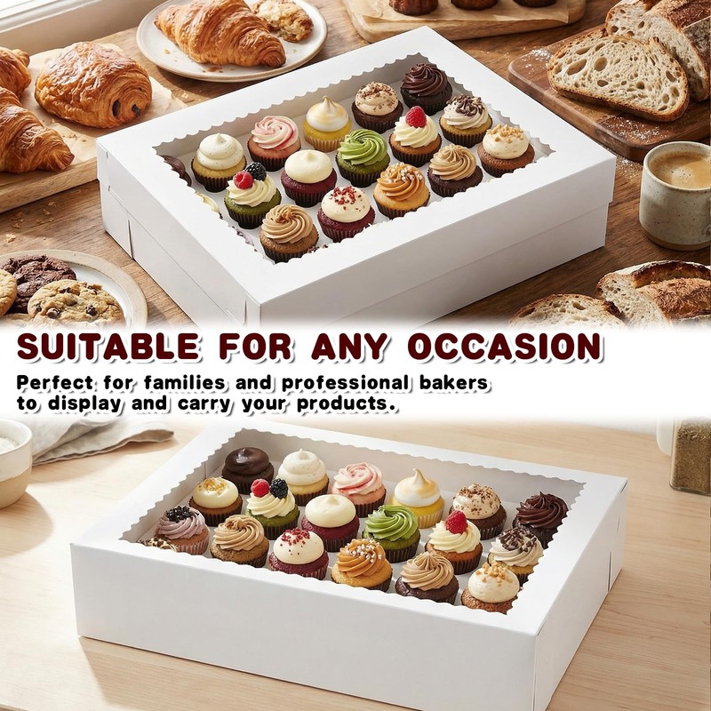 10 Pack Cupcake Boxes with Window and Inserts, 24 Pcs Mini Cupcakes Container... gallery