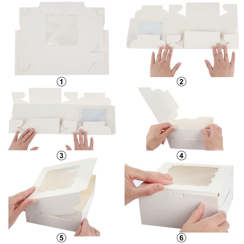 30 Pack White Bakery Boxes with Window 6x6x3 Inches Treat Cookie Boxes gallery