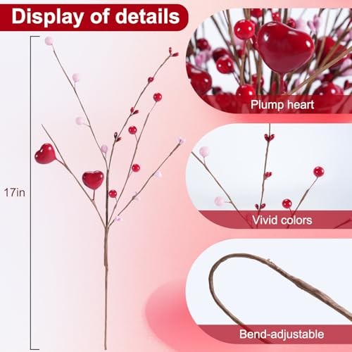 Valentines Day Decorations Valentine's Day Gifts 24 Pack Heart Shaped Berry Red gallery