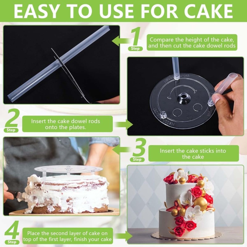 44 PCS Cake Separator Plates Stands Plastic Dowels Fits 4/6/8/10/12 Inch gallery
